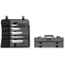 Knife bag with 5 sushi knives Wasabi Black (DM-0781JP67) - Kai